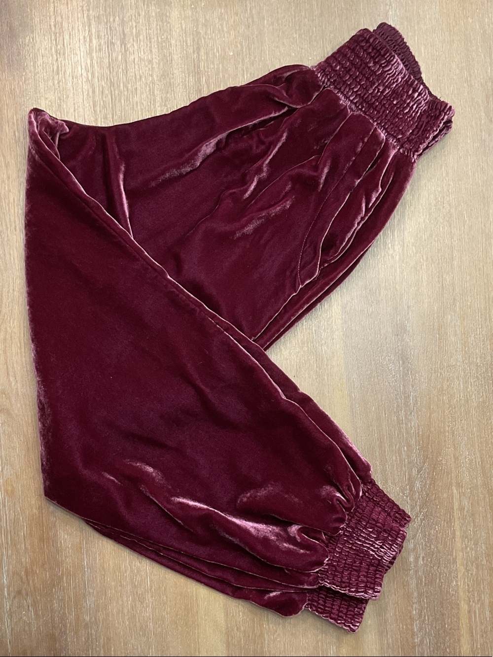 Anthropologie Velvet Jogger Pants - Burgundy